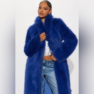 NWT Royal Blue Faux Fur Coat 3X